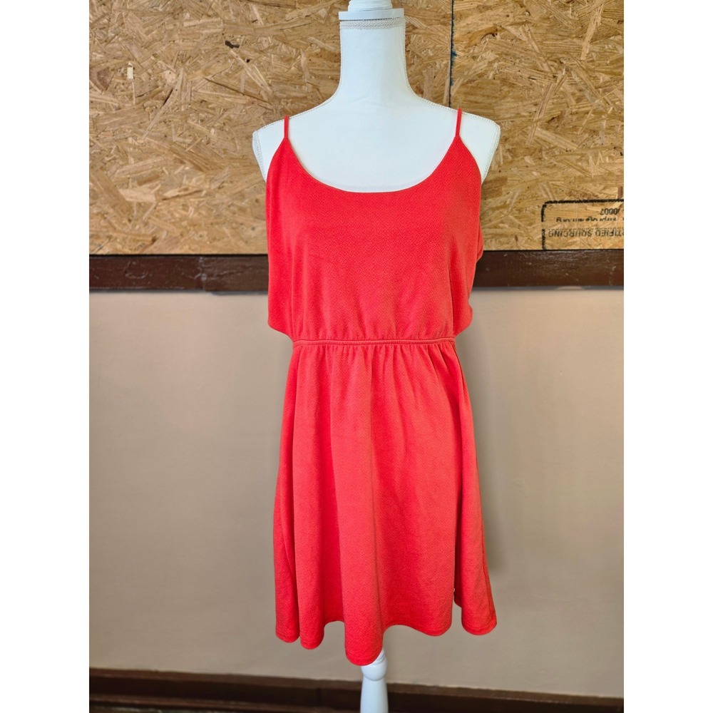 Volcom Girls XXL 14 Coral Red‎ Cut Out Skater Dress Textured Knit Mini B1321905